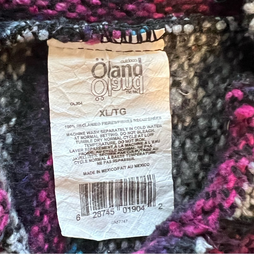 Öland Vintage XL Baja Hoodie Rug Knit Mexican Pullover Surf Boho - Picture 6 of 9